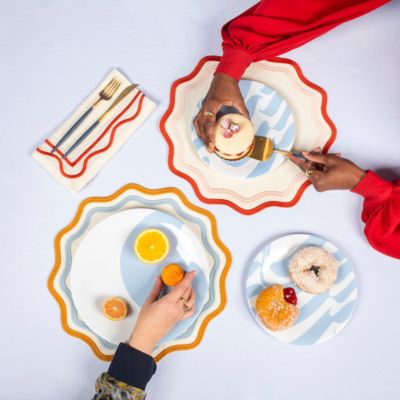 Colorblock Embroidered Linen Placemats, Set of 4