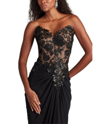 Dresden Draped Sequin Embroidered Gown