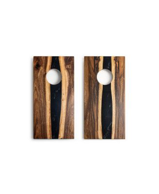 1ft x 2ft River Epoxy Resin with Live Edge Acacia Pathfinder ART Cornhole Board Sets
