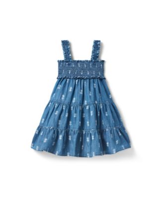 Janie and Jack - Girls' Chambray Pineapple Dress - Little Kid, Big Kid