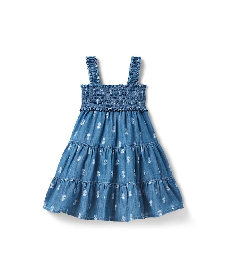 Janie And Jack Girls' Chambray Pineapple Dress - Little Kid, Big Kid In Blue