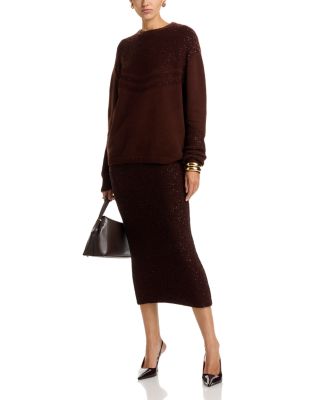 Wool Blend Sequin Intarsia Knit Sweater