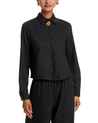 Wool Blend Pepita Boxy Fit Shirt