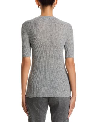 Platinum Wool Blend Ribbed Elbow Sleeve Sweater