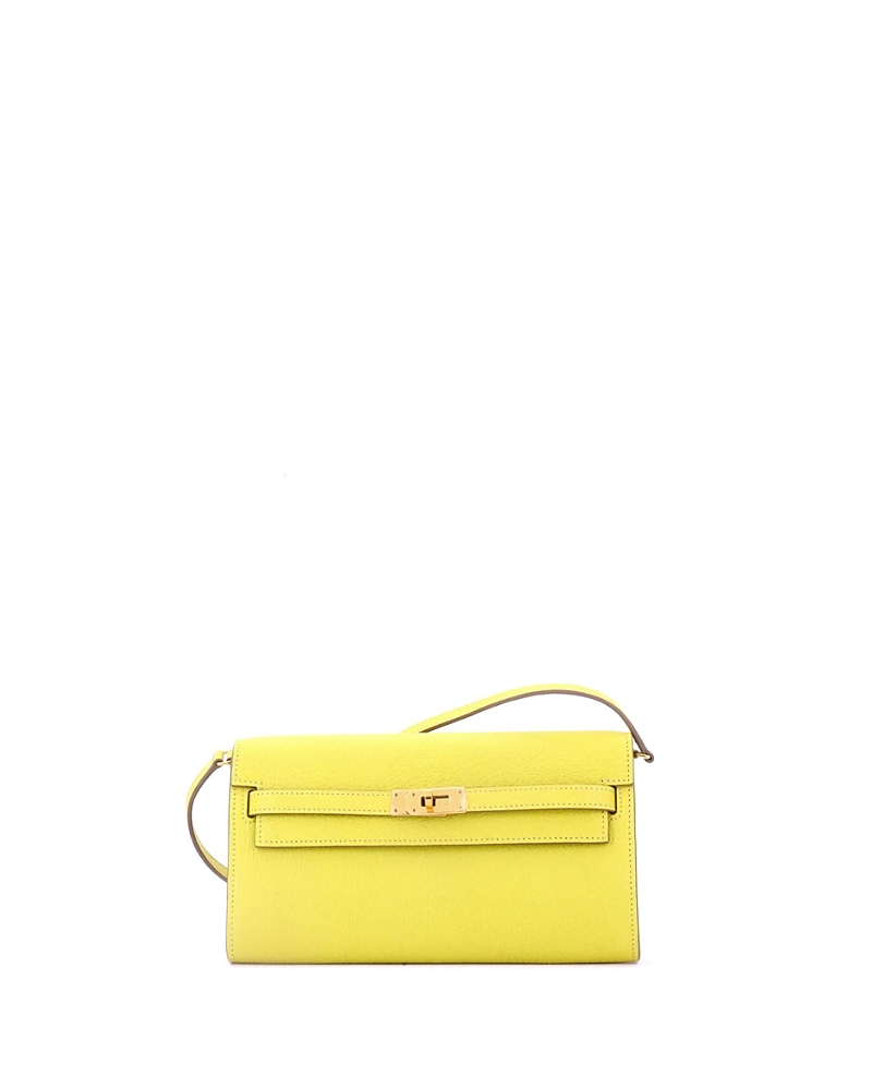 Pre-owned Pre-owned Hermes Hermes Kelly To Go Wallet Chevre Mysore In Yellow