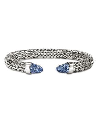 Sterling Silver & Blue Sapphire Spear 50 Flex Cuff Bracelet