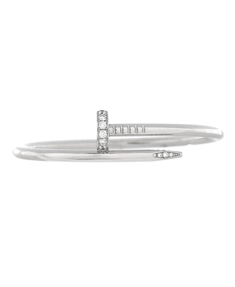 Pre-owned Pre-owned Cartier Cartier Classic Juste Un Clou Bracelet 18k White Gold With Diamonds