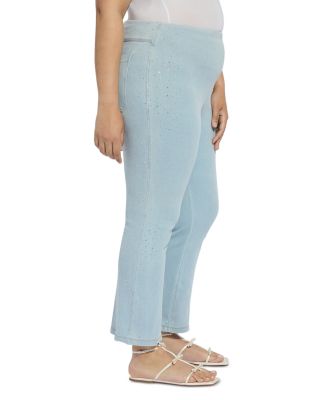 Plus Crystal Embellished Ankle Baby Boot Jeans in Tinted Blue