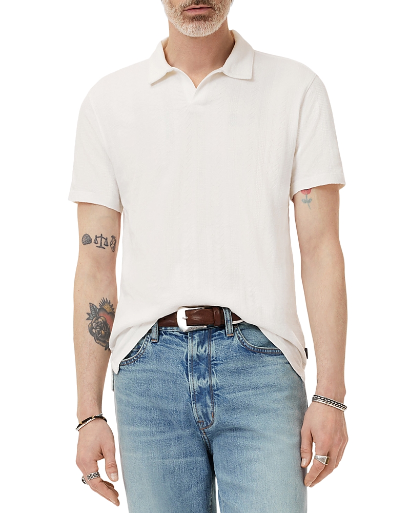 John Varvatos Zion Open Collar Polo Shirt In White