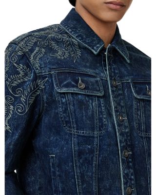 Anthony Regular Fit Embroidered Denim Trucker Jacket  