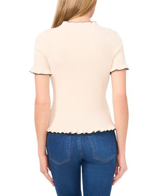 Contrast Stitch Ruffled Trim Cardigan