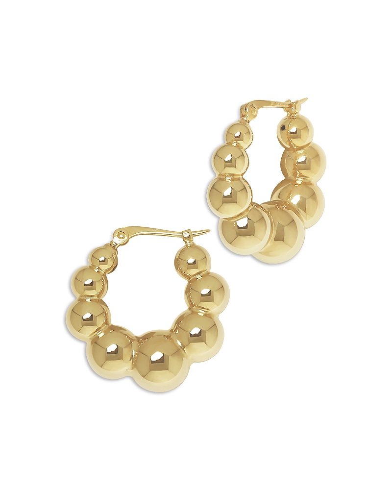 Bloomingdale's Fine Collection Tapered Ball Small Hoop Earrings in 14K Yellow Gold