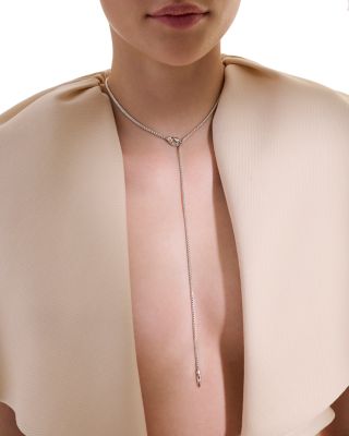 Sterling Silver Naga Blue Sapphire Dragon Lariat Necklace, 23"