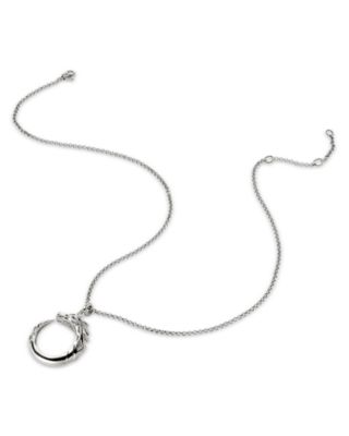 Sterling Silver Naga Blue Sapphire Dragon Circle Pendant Necklace, 16"-18"