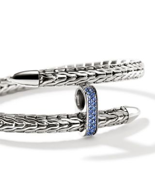 Sterling Silver Blue Sapphire Spear Flex Cuff Bracelet