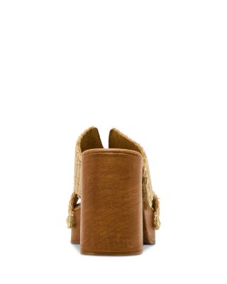 スタッズ【Steve Madden】プラットフォームサンダル Sunkissed SUNKISSED Raffia Platform Block Heel Studded Women's Sandal