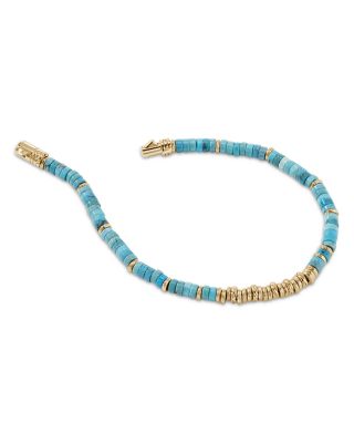 14K Yellow Gold Heishi Turquoise Bracelet