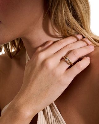 14K Yellow Gold Diamond Spear Ring