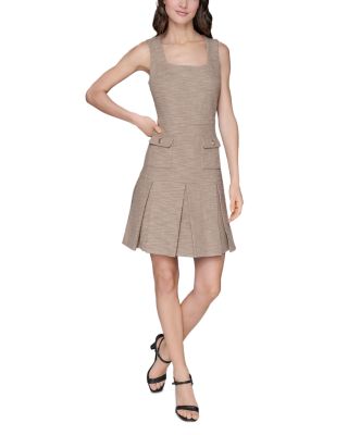 Textured Tweed Square Neck Mini Dress