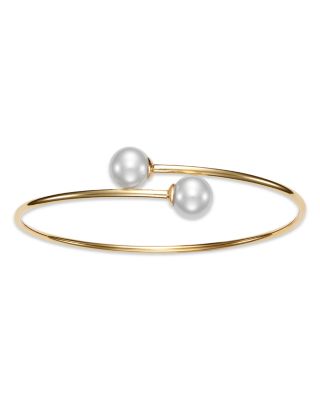 Bloomingdale's Fine Collection - Freshwater Pearl Bypass Bangle Bracelet in 14K Yellow Gold