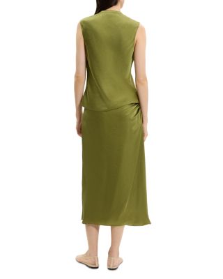 Twist Neck Blouse in Crushed Satin