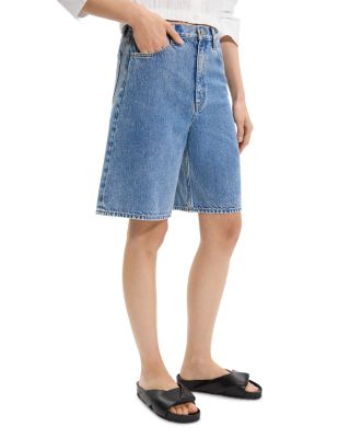  High Waisted Relaxed Long Shorts in Cotton-Blend
