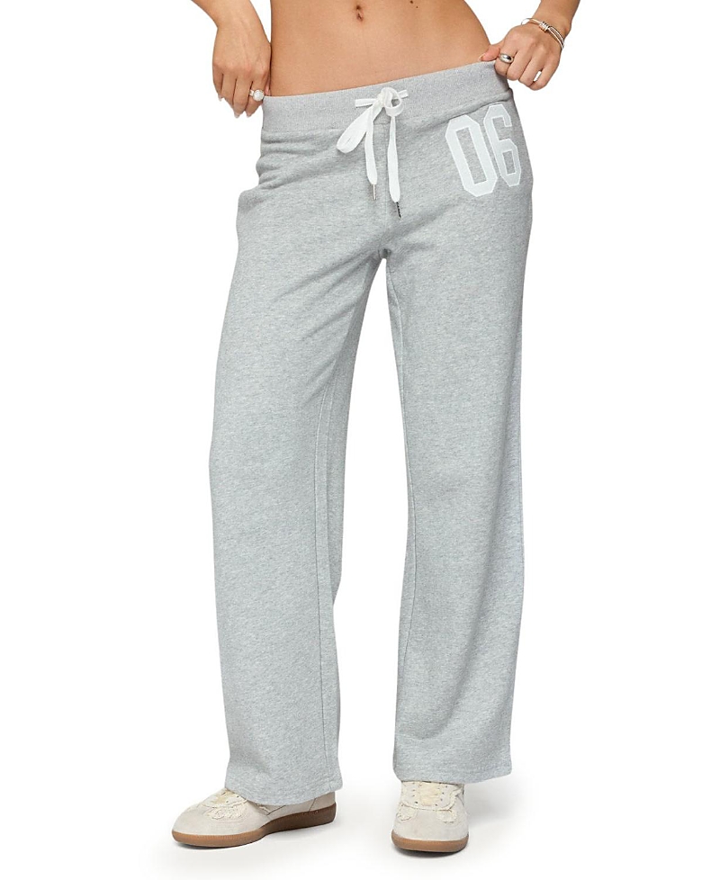 Edikted 06 Wide Leg Drawstring Sweatpants In Gray