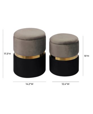  Gigi Velvet Storage Ottomans - Set of 2 in Grey