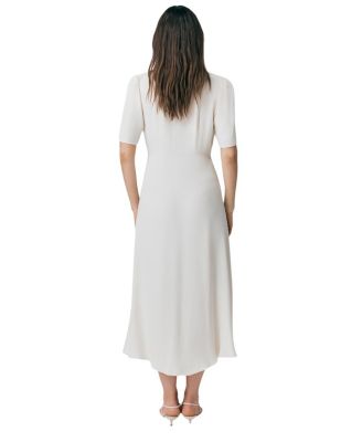 Maeve Embroidered Crepe Midi Tea Dress