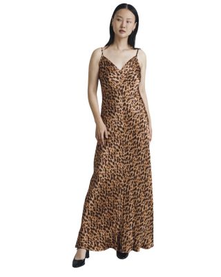Eden Leopard Satin Maxi Slip Dress