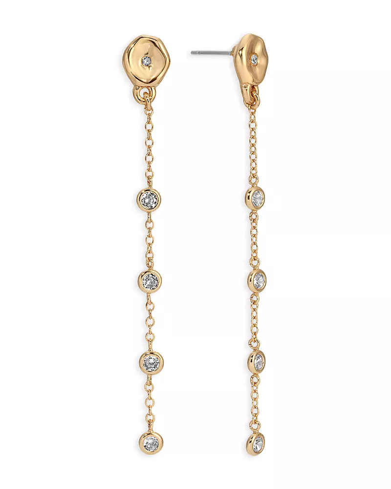 Ettika Dainty Dream Cubic Zirconia Linear Drop Earrings