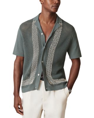 REISS - CHE ACCRA Textured Beaded Cuban Shirt