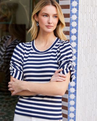 Stripe Twist Sleeve Top