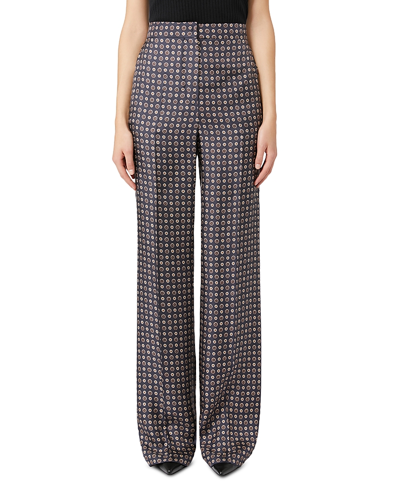 Max Mara Fauna Silk Pants In Blue