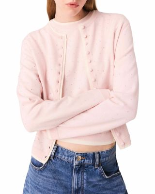 Wool Cardigan with Rhinestones