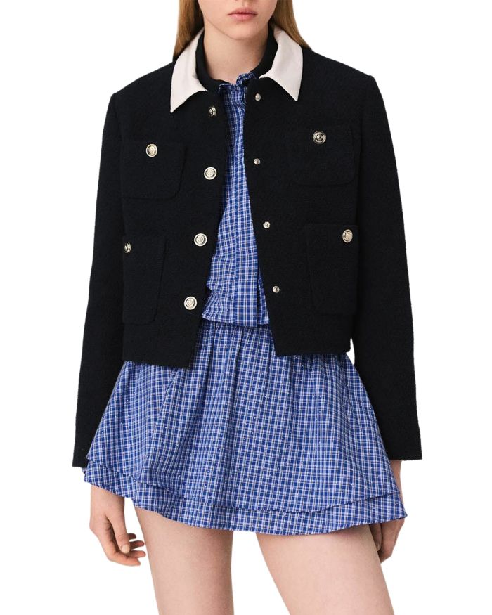 Cropped Tweed Jacket With Removable Collar