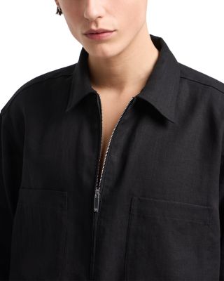 Regular Fit Zip Linen Polo Shirt 