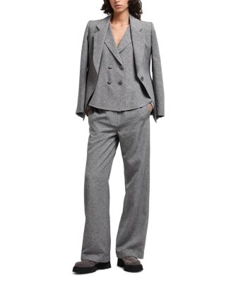 Viscose and Wool Blend Chevron Blazer