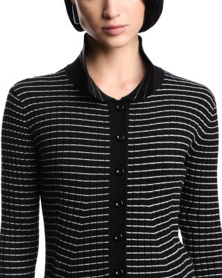 Ribbed and Striped Button Up Cardigan Sweater