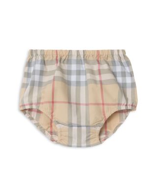 Girls' Check Trim Cotton Dress with Bloomers - Baby