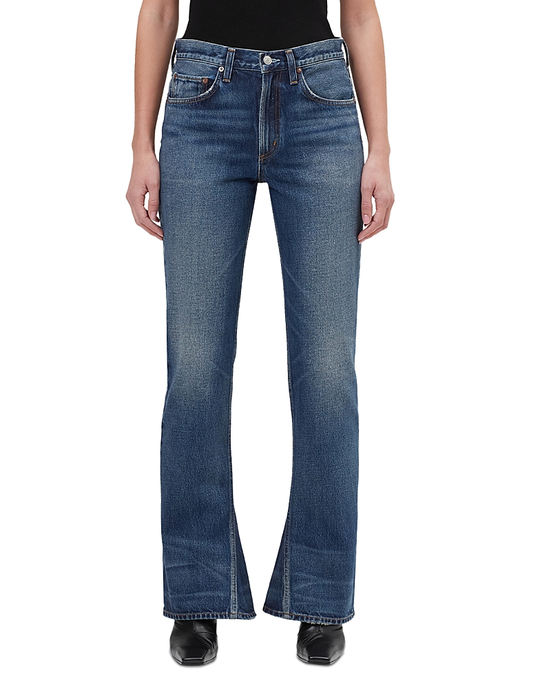 Agolde Mid Rise Kick Boot Jeans In Stencil In Blue