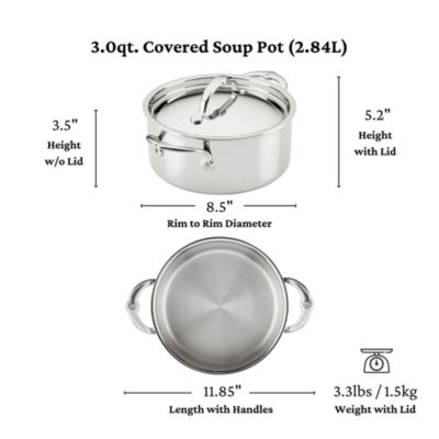 ProBond Luxe 4 Quart Polished Professional Clad Stainless Steel Soup Pot with Lid