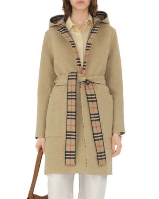 Burberry Reversible Wool Hooded Wrap Coat | Bloomingdale's Women