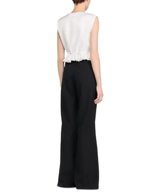 Wool Blend Satin Stripe Suit Pants