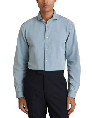 REISS - Regular Fit Washed Chambray Button Front Shirt