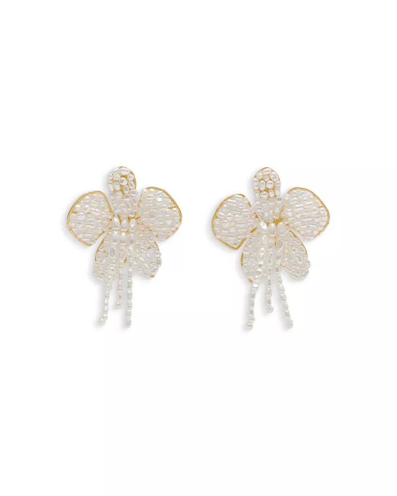 Cult Gaia Amina Imitation Pearl Flower Statement Earrings