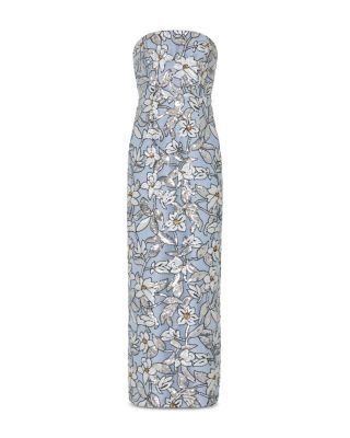 Magnolia Silver Floral Sequins Maxi Dress