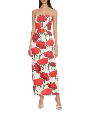 Red Peony Orion Jacquard Dress