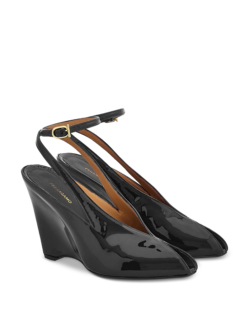 Ferragamo Wedge-heeled Platform Sandals In Black