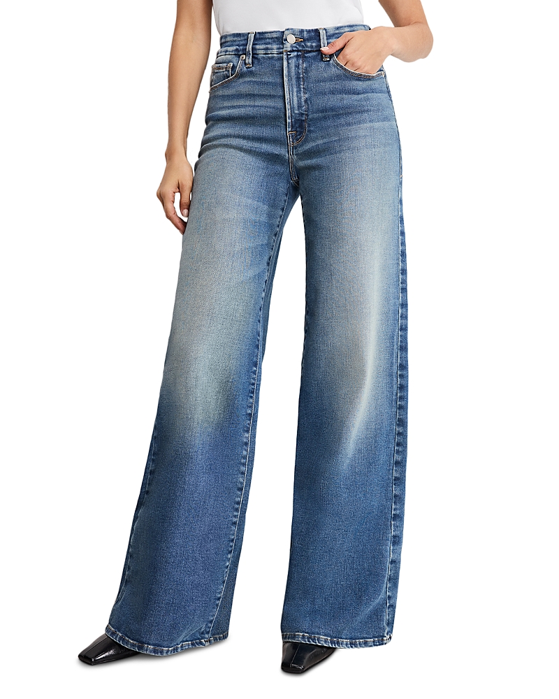 Good American Soft Tech Good Waist Palazzo Jeans In Indigo 986 In Blue
